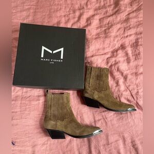 Marc Fisher Tan Suede Western Boots